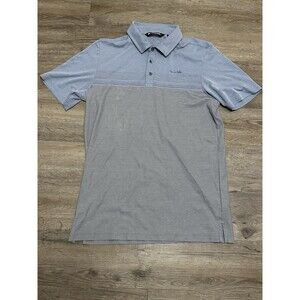 Travis Mathew Golf Shirt Mens M Short Sleeve Polo Colorblock Gray Blue